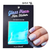 [안산뷰티모아] 1ea 네일스케치 2IN1 접착 유리조각 필름 홀로그램 스티커 (선택) 알파벳 허니콤 트라이앵글 (수량구매환영) 안산뷰티모아, 유리조각필름, 1개