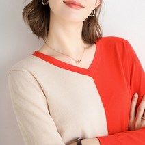 비비드컬러 배색 브이넥 긴팔 니트티 CST1328