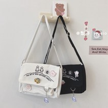 학원 가방 중학생 초등학생 여학생 일본 하라주쿠 귀여운 빈티지 소녀 메신저 가방 얼짱 버전 INS 캔버스 가방 여성 메신저 가방