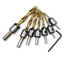 hss 티타늄 코발트 센터 펀치 HSS 3-10mm 카운터 싱크 드릴 비트 세트 4 개/7 개 코팅 목재 육각 키 모따기, [02] 7pcs