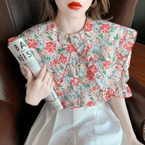 빅사이즈 반팔 블라우스 플라워 대학생룩