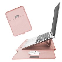 [17인치노트북케이스] 이코노미쿠스 거치대겸용 맥북 LG그램 삼성 노트북 파우치 커버 가죽, 핑크