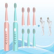 가성비 음파 전동 칫솔 USB 충전기 울트라 소닉 세척 가능 미백 40, 04 2 pcs