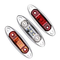 볼보트럭부품12V 24V 사이드 마커 표시 등 램프 자동차 트럭 트레일러 버스 캐러밴 3 LED 앰버 클리어런스, 한개옵션1, 01 Red 12 24V