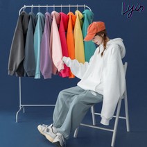 Lyin 린 여성 순색 오버핏 맨투맨 후드티