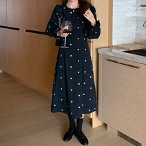 라라벨 여성용 원피스 프레나 라운드 자수 플라워 프릴 원피스