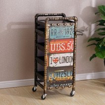 미용 왜건 트롤리 웨건 트레이 카트 이동선반 이발소 미용실 바버샵, Pipe License Plate