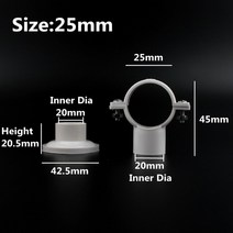 pvc관 pvc파이프 배관 부속 배관자재 연결 20mm PVC 수도관 클램프 PPR 파이프 지지 브래킷 정원 관개 커, 02 Inner Dia.25mm_02 5Pcs