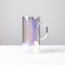 젊은이마켓 홈카페 오로라 내열 유리컵 홀로그램 롱 머그컵 430ml, 오로라 높은머그430ml