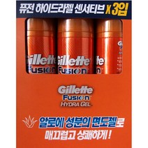 질레트 퓨전 하이드라젤 센서티브 스킨 쉐이빙젤, 3개입, 195g