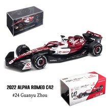 BURAGO_ Bburago 143 F1 2023 페라리 F1-75 75th 기념일 Giallo Modena 16 Leclerc 55 Sainz 합금 자동차 다이 캐스팅 모델 장난, [21] C42 NO.24
