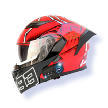 킥커머스 초경량 블루투스 풀페이스 시스템 오토바이헬멧 하이바 바이크 헬멧, L, 콜라보레드
