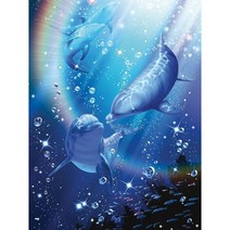 행운의 전조 꿈속 돌고래 우드 직소퍼즐 행복 가져다주는 돌핀과 달 동물 쉬는 시간 즐기는 조각퍼즐 300/500/1000조각 선물용 집콕취미 집중력향상 감압소품, 돌고래퍼즐도안06, 1000