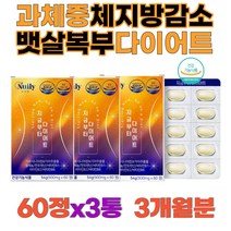여성 지금부터 복부 아랫배 옆구리 팔뚝살 등살 피하지방 감소 1주일 한달 단기 살빼는법 곡물효소 차전자피 비타민B 판토텐산 다이어트보조제 60정x3통