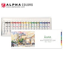 알파색채 에꼴 수채화 물감세트, 7.5ml, 18색