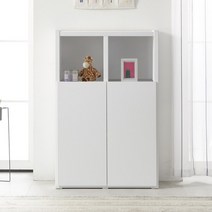 [포스트모던] 셀럽 80cm 3단 도어형 책장, 색상:화이트그레이