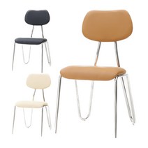 인더스트리얼 의자 카페 의자 네일숍 인조가죽 체어 3 color, 브라운, 1개