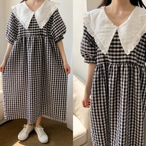 수니베 지지미 빅 카라 롱 셔링 벌룬 원피스 빅사이즈 루즈핏 문센룩 엄마등원룩 88 임부복