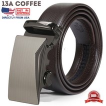 남성용 드레스 벨트 극세사 가죽 조절식 자동 버클 래칫, Fits All Pant Sizes Below 44