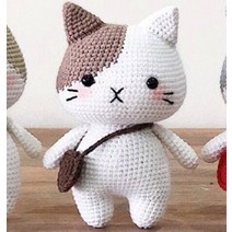 Ogfaour DIY 코바늘 동물 인형뜨기 패키지 태교뜨개질 키트 집콕취미 귀여운 애착인형, 브라운 고양이, 1개