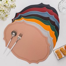 블리스홈 북유럽 가죽 방수 식탁 테이블매트, 4P, 그레이