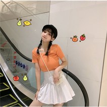 년 날씬해 보이는 미니 반팔 티셔츠 블라우스 슬림핏 화이트 블라우스