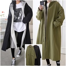 러브포텐 여성 빅사이즈 간절기 롱 야상점퍼 국내생산 오버핏 롱사파리 반하이넥 롱 야상 자켓