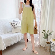 [코지] 여자 장난꾸러기 롤업 5부 반바지 멜빵 점프수트