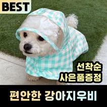 강아지 우비 레인코트 비옷 바람막이 판초 소형견 대형견 야외 산책, 블루