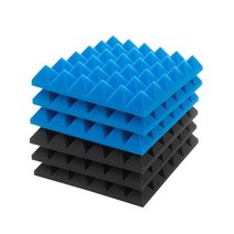 방음부스 방음 블럭 24pcs 33x33x5cm 폼 스튜디오 폼 음향 벽 패널 폼 벽, 블랙 블루, 24개