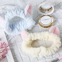 고양이 샤워 세안 세면 세수 헤어밴드, 블루