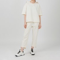 미즈스토리 후드 반팔 배색 허리밴딩 팬츠 트레이닝 세트 (3color)