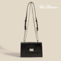UNBAISER 데일리 시크룩 여성용 파이톤 체인 숄더 크로스백