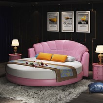 원형 둥근 라운드 신혼부부 공주 호텔 펜션 게스트룸 라탄 아이방 침대 선물 리얼 가죽 서클베드 2인 웨딩베드 모던 심플 안방 소형 프린세스베드 테마 원, 12.2m 라텍스 매트리스 2개 협