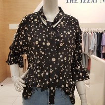 더아이잗 도트무늬 리본블라우스