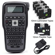 이름표 상표 전화 휴대폰 번호 출력 붙이기 스티커 e1000 라벨 기계 산업용 라벨 메이커 쿼티 키보드 산업용 라벨 작업용 tze-231 라벨 테이프와 호환 가능, 1 회색 6 테이프, 영국 플러그