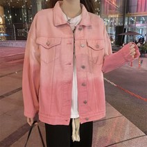 나루니 그라데이션 여성청자켓 퍼플 핑크 캐주얼자켓 데님자켓