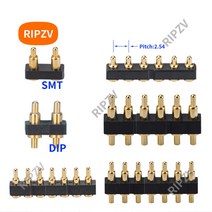 5pcs 2.54mm 피치 남성 포고 핀 커넥터 pogopin 스프링로드 접점 DIP/SMT 단일 행 2 3 4 5 6 7 8 9 10 핀 0, 12 A-12.3mm_13 8 pin SMT