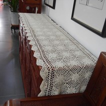 거실장 위에 까는것 손뜨개 레이스 테이블 보 커버 러너 식탁보, 35x100CM, 하얀