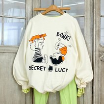 이힝 LUCY 스누피 프린팅 봄 루즈핏맨투맨 맨투맨