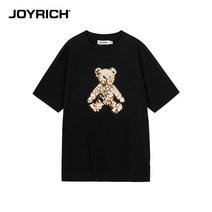 박시반팔티 JOYRICH 정부측 남자 풍족하고 즐겁다 곰수놓은 작품 와이드 루즈핏 트렌드 t셔츠 가을 4908234390