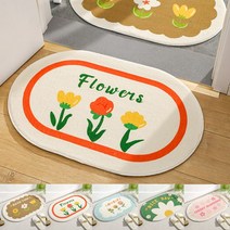 라라라 타원 꽃 매트 5type / 욕실 주방 발매트, 스카이러블리