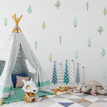 포인트 데코 벽스티커 36가지 종류 아이방 인테리어 / 리무버블 크리스마스 시트지 키즈룸 아기방 벽지 현관문 천장 데코 어린이집 창문 유리 윈도우 카페 화장실 놀이방, 7. 민트나무