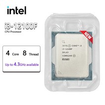 인텔 코어 i3-12100F i3 3.3 GHz 4 8 스레드 CPU 프로세서 7NM L3 = 12M 60W LGA 1700 새롭지 만 쿨러 없음, 한개옵션0