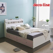 데코라인 코넬 피카 헤드 수납 더블 침대 프레임 DKN066C, 네이비그레이