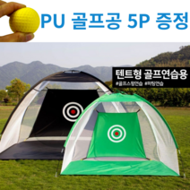 로한스 골프네트 골프 그물망 + 스펀지 골프공 5P 스윙연습 장타연습 자세교정연습 실내 가정용 연습네트, 텐트형 골프연습네트 그린중형(2M)