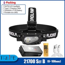 XHP50 LED 헤드램프 센서 헤드라이트 손전등 18650/21700 USB 충전식 아웃도어 램프 토치 10 조명 모드 작업등 USB 충전식 야외용 헤드램프 전조등, Package E, CHINA