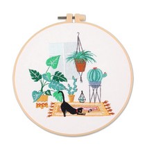 십자수패키지 보석 해바라기 액자 프랑스꽃 검은 고양이 패턴 자수 세트 바느질 도구 인쇄 초보자 DIY 자수, 05 E, 1개