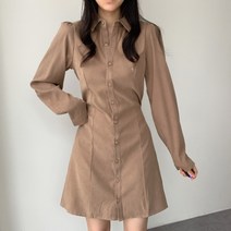 더핑크 / [더핑크] 제니 스웨이드 셔츠 미니 원피스 (3color)