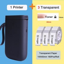 점자 리본 프린터 라벨 스티커 열 블루투스 휴대용 인쇄 무선 미니 라벨 노트 바코드 앱, D11 3 투명 XL